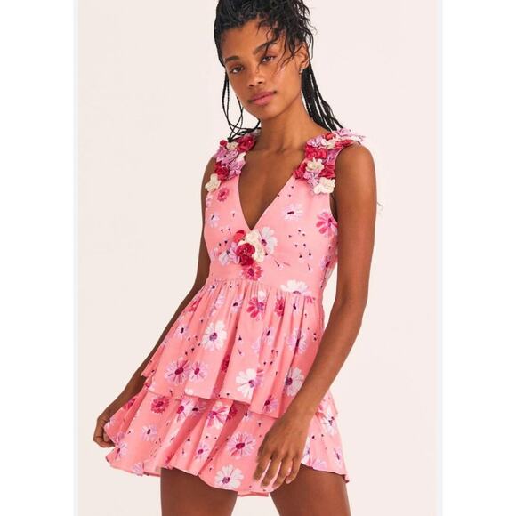 LoveShackFancy Dresses & Skirts - 4 LoveShackFancy Pink Floral Embroidered Shayna Mini Dress NWT